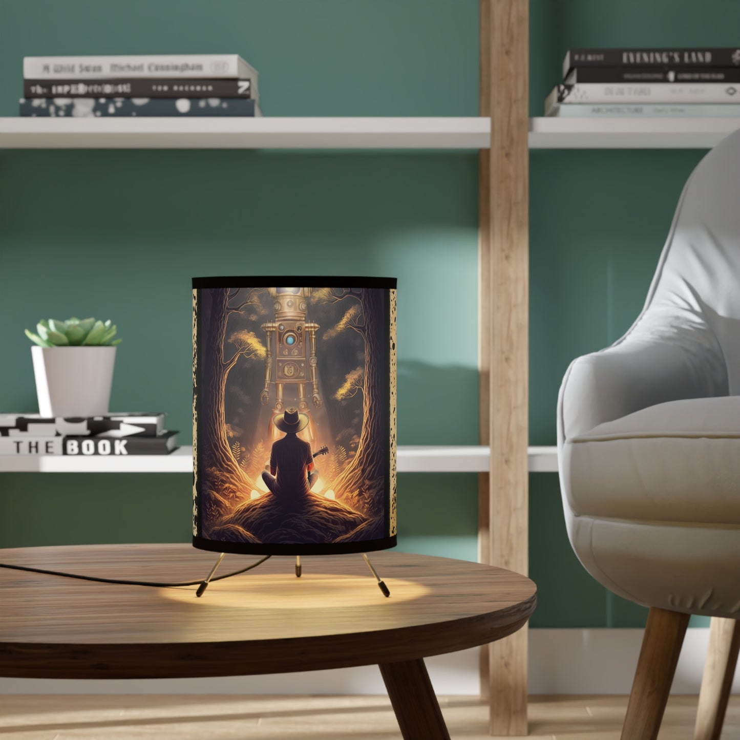 Tripod Lamp with High-Res Printed Shade, US\CA plug